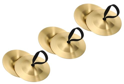 PATIKIL Platillos de dedo, 3 Pares de Platillos de Mano de Latón para Danza del Vientre, Platillos de Mano, Instrumento Musical Pequeño para Bailarina Fiesta