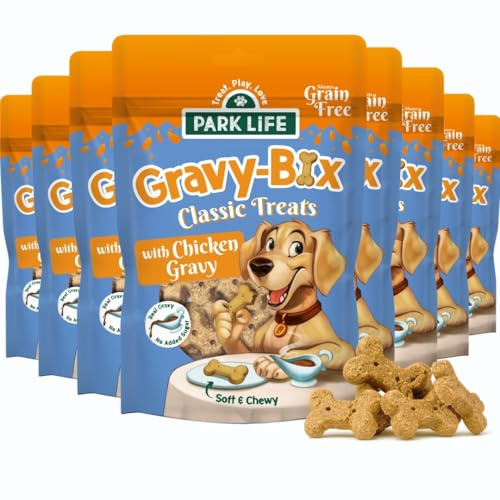 Park Life – Gravy Bix Hundekekse mit Hühnergeschmack, Hundeleckerli, Trainingssnack, ideal für Welpen, 8 x 100 g