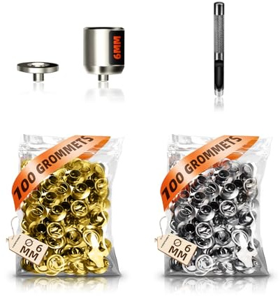 HAPDEN Ösenzange 6mm Zubehör, Ösenzange Nachfüllset mit 200 Ösen 6mm und Matrizenkopf 6mm