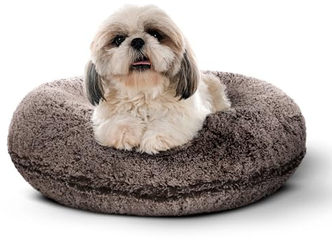 Bessie and Barnie - Luxury Extra Plush Faux Fur Bagel Pet/Dog Bed (Frosted Willow, S)