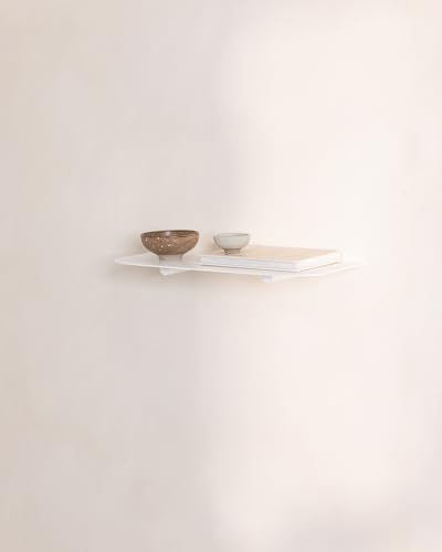 Metallbude Wandregal LENN - Weiß - Modernes, minimalistisches Metallregal mit Wandmontage- Kratz-, Stoß- & Schlagfest - 40x17x2,2 cm