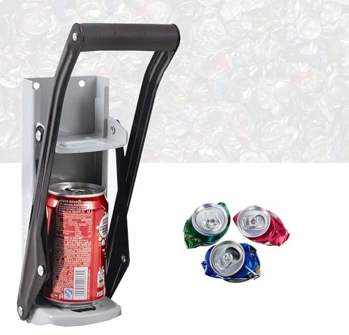 Can Crusher 16oz/500ml Wall Mounted Recycling Can Tool With Bottle Opener And Rubber Non-Slip Grip Handle Heavy Duty And Easy Set Up Sucasa