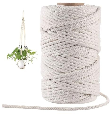 Makramee Garn 3mm x 200m - Baumwollgarn für DIY Handwerk Basteln Stricken Boho Deko Wandbehang Dekoration Wohnzimmer Balkon Schlafzimmer