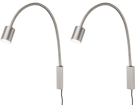 2er SET 2in1 Wandlampen & Bettlampen Silber, Schwanenhals Leselampen