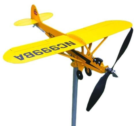 ZNEL 3D Flugzeug Wetterfahne Metall Windspinner Magica Wetterfahne Outdoor-Skulptur Dekoration für Hof Garten Terrasse Zaun Baracke(12.6x11in, Yellow)