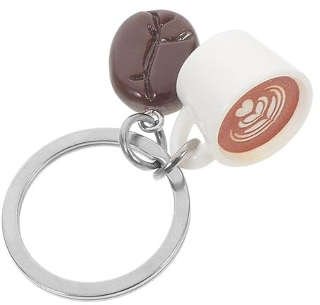 OFFSCH Coffee Bean Keychain Heart-shaped Alloy Coffee Cup Pendant Creative Metal Keyring Bag Charm Gift for