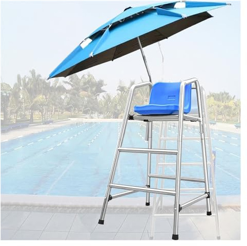 Chaise de sauvetage/piscine sauveteur Échelle Chaise De Sauveteur Avec Parapluie Pour Piscine - 1.2m 1.5m 1.8m De Haut, Échelle De Chaise De Sauveteur Avec Siège Confortable, Lourds Inox Chaise De Sau