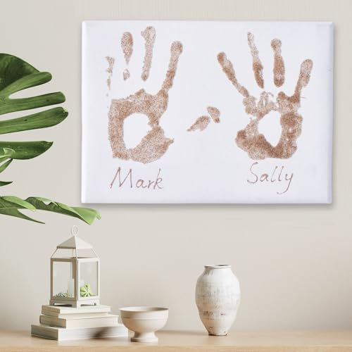 CHERRY CHEERS DIY-Handabdruck-Set für Paare auf Leinwand, individuell gestaltetes, handgemachtes Geschenk für besondere Momente für Verliebte, Andenken an Jahrestage und Valentinstag (Sand)