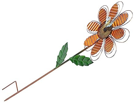 ANDRESLAD Garden Windmill Ground Plug Iron Pinwheels Rotating Decorative Ornament