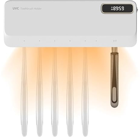 2000mAh Zahnbürstenhalter Sterilisator, Zahnbürste Sterilisator mit Pinselschlitzen Wiederaufladbar Zahnbürste Sanitizer Sterilisation, Ideal für Aufbewahrung von Zahnbürsten im Badezimmer (Weiß)