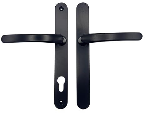 TSS UPVC Door Handles Set with Blank External (Dummy) - Lever/Lever - 92mm PZ (Centres) - 215mm Screw to Screw - Backplate 246mm X 32mm Replacement Dummy UPVC Door Handles (Black)