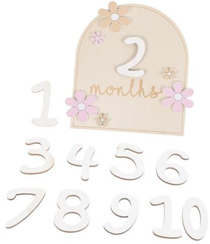 Holzkarten Satz für Babymomente, Monatliche Wachstumskarten | 1 Satz, Schön Gestaltet und Niedlich, zum Festhalten von Erinnerungen an Babys Wachstum
