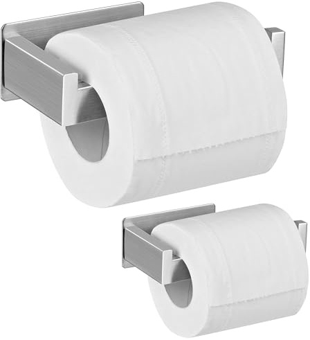 Aikzik Portarrollos de Papel higiénico sin taladrar, portarrollos de Papel higiénico Autoadhesivo de Acero Inoxidable portarrollos de Papel higiénico para Cocina y baño, Pack de 2