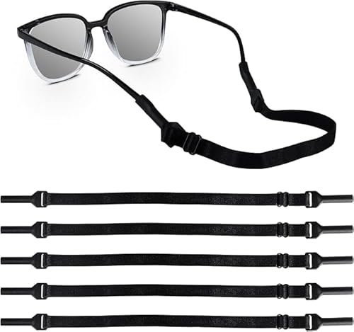 5 PCS Unisex Glasses Straps, Soft Sport Eyeglasses Straps, Glasses Chain, Eyeglasses Cord, Adjustable Non-Slip Eyewear Retainer for Running Reading Sports Outdoor