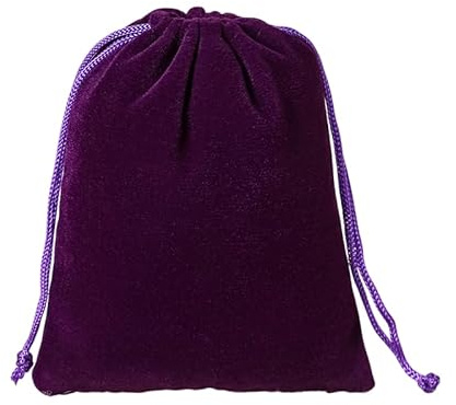 JUFO 12 Velvet Jewellery Pouches, Drawstring Gift Bags, Purple 5x7cm | Soft velvet drawstring pouches for jewellery, gifts, cards, party favours, wedding packaging and small keepsakes