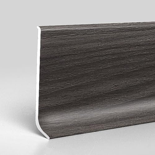 Raouoae Plinthes De Sol en Aluminium avec Protections d'angle 125 Cm* 2 Pièces Panneaux Muraux Et Moulures pour Projets De Rénovation Et Décoration Intérieure(Black Walnut,Height:60mm)