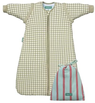 molis&co - Baby Schlafsack abnehmbare Ärmel und Socken. 2.5 TOG - Ganzjahres Schlafsack - Babyschlafsack Neugeborene - 100% Baumwolle (Oeko-TEX 100) - Premium Qualität - Mint Tea (12-18 Monate)