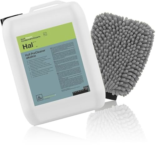wortek Vorreiniger Set aus Koch Chemie Hull Precleaner Alkaline Hal 10L inkl Microfaser Waschhandschuh Boot Vorreiniger Schiffs Vorreiniger Schiffsrumpfreiniger Yacht Vorreiniger