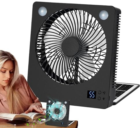 Solar Fan - Solar Powered Aficionado, Portable Desktop Ornament | Quiet Cooling Fan For Car Travel Greenhouse, emergenc Use, Customizable Airflow With Adjustable Speeds, Soft Lighting Integration
