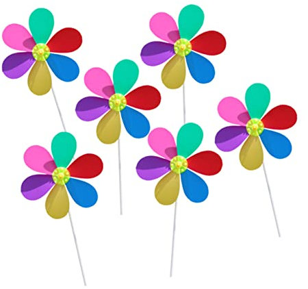 Abaodam 6 pièces Moulin à Vent Plastique Jouets Colorés pour Garçon Fille Décoration de Jardin Windmills à Main pour et Activités Extérieures