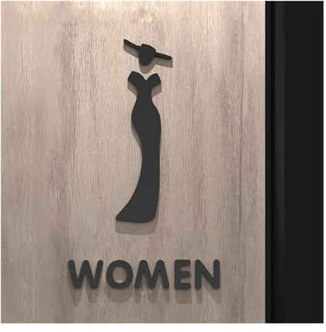 Plaque De Porte WC Plaque De Signalisation De Toilette En Acrylique 3D, Couleur Noir Et Or, Étiquette Murale De Porte De Salle De Lavage, Autocollant, Support De Wc, Panneau De Signalisation, Décorati