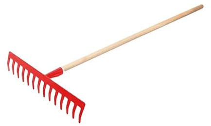 NAKA Gartenrechen Gartenharke Für Rasenpflege 14 Zinken Rechen Harke Rasenrechen Kohlestahl Rot 100 cm Stiel