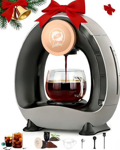 i Cafilas Electric coffee machine Mini coffee brewer for ground coffee,Americano 2-in-1 Mini One Cup coffee brewer/tea maker 1400W 2-Minute Fast Heating, 120-240ml single cup capacity (grey)