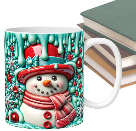 Acunny Tazze Da Caffè di Natale, Tazze Di Natale In Ceramica 3D, Design 3D Pupazzo di Neve 35cl per Vacanza Tè Cioccolato Cucina Feste Compleanno Donne