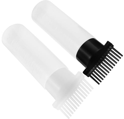DIYEAH 2pcs Hair Oil Comb Bottle and Shampoo Conditioner Dispenser Set Reusable Hair Dyeing Brush Applicator Bottles for Home and Salon and Scalp Treatment