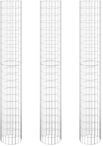 Todiikf Cylindrical Gabion Garden Bed Set, 78.7 H, Galvanized Steel Planter for Herbs & Veggies, Patio Balcony