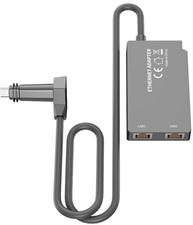 Omquot Ethernet-Satelliten-Adapter, hohe Geschwindigkeit, 2 Ports, RJ45, externer Netzwerkadapter mit 1 Gbit/s-Kabel für V2, ABS, Grau, 1 Stück