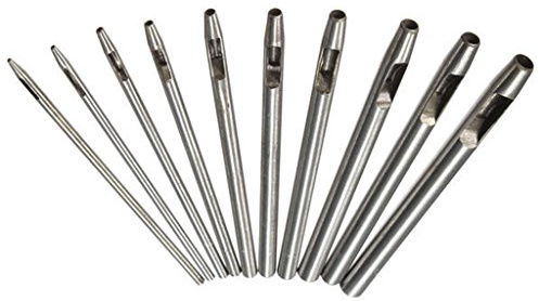 Stahl-Locheisen, Set mit 10 Stanzeisen 0,5-5 mm, für Leder, Bastelarbeiten