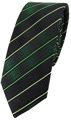 TigerTie smal designer sidenhalsduk i grön moosgrön svart randig – slips 100 % siden
