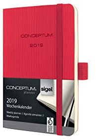 SIGEL C1935 Wochenkalender 2019, ca. A6, rot, Softcover Conceptum - weitere Modelle