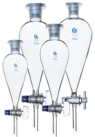 Imbuto separatore di vetro a forma di pera separatore imbuto da laboratorio in vetro borosilicato separatore imbuto chimica scienza laboratorio attrezzature 3.3 vetro borosilicato 60 ml 19 Joint
