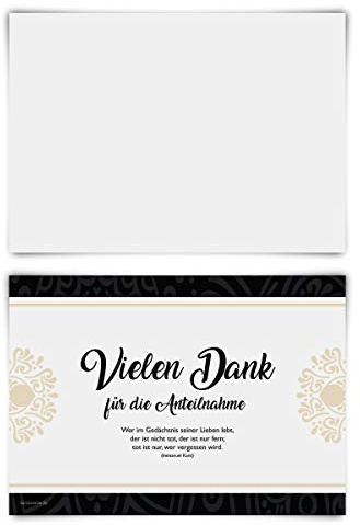 Trauerkarten Trauer Danksagungen 12 Stück Karten Set - Trauerblumen Blanko Rückseite
