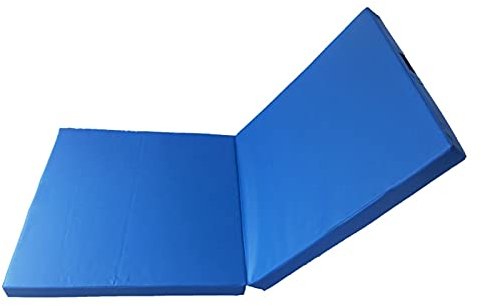 Turnmatte Weichbodenmatte Faltende Gymnastik-Taumelmatte, PU. rutschfeste Schwamm Training Matte, Kindergarten Tanz Bounce Yoga Matte 120x60x5cm (Color : Blue)