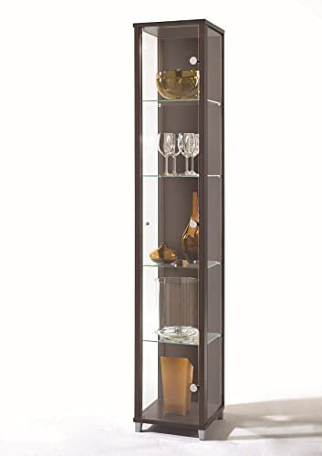 möbelando Vitrine Glasvitrine Standvitrine Vitrinenschrank Berlin III Wenge Dekor