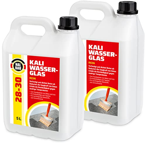HALBAU Kaliwasserglas 28-30 Rein 10 Liter Kali Wasserglas, Haftgrund | Beton Versiegelung, Holz Imprägnierung, Verkieselung, Mauerabdichtung, Betonschutz, Holzschutz