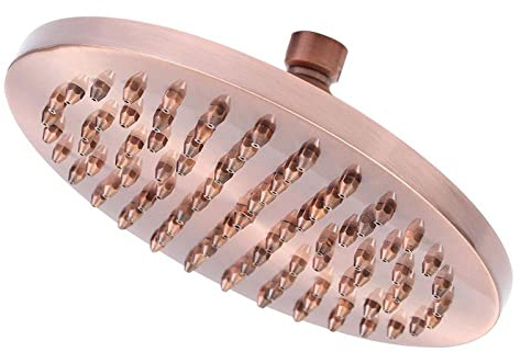 8 Zoll Duschkopf Regendusche Rote Kupfer Regenduschkopf Druckverstärkendes Design Einbau Duschköpfe Runden Kopfbrause mit Anti-Kalk-Düse Antike Rote Kupfer-Finish