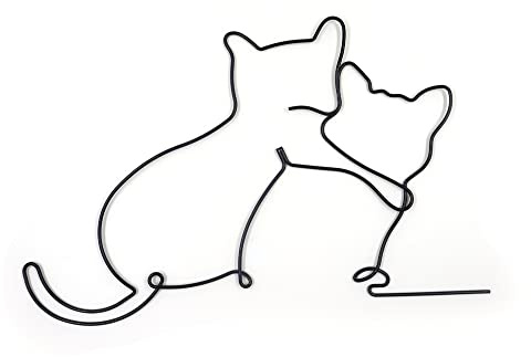 Chihutown Metall-Katzendraht-Wanddekoration, minimalistische Wandkunst, moderner Stil, Eisendraht-Schilder, Zubehör für Wohnzimmer, Schlafzimmer, Badezimmer, Küche, Innen- und Außenbereich