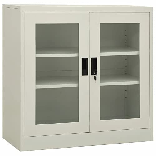 Leepesx Büroschrank, Aktenschrank, Werkzeugschrank, Metallschrank, Stahlschrank, Kellerschrank, Universalschrank, Lagerschrank, Hellgrau 90x40x90 cm Stahl