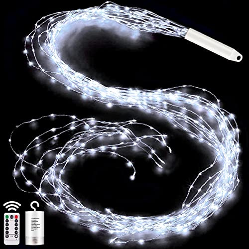 Joycome Lichterschweif 1M 100 LED Weihnachtsbeleuchtung mit Batterie | Timer, Fernbedienung, Lichterstrang 8 Modi Wasserfall Lichterkette Wasserdicht Lichterbündel für Weihnachten - Weiß