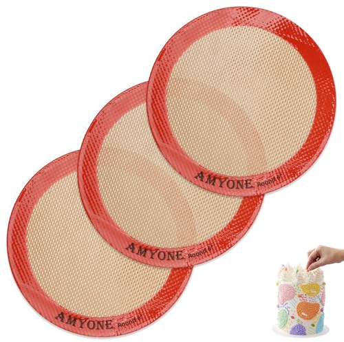 Reusable Silicone Baking Mats - 6 Inch Round, Non-Stick for Cakes/Tortillas/Pies/Pizzas, 3PCs (Round 5.5 Orange)
