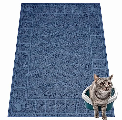 Motsamla Cat Litter Box Mat, 35 x 24 Large Waterproof Litter Trapping Mat