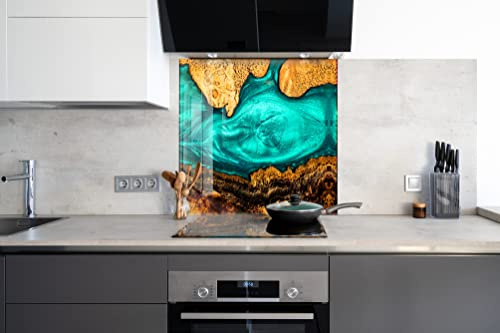 Myphotostation Spritzschutz aus gehärtetem Glas, abstrakter Spritzschutz für Küche, Wanddekoration, Badezimmer, Wandschutz, Herd, Rückwand, Fliesen, Glas, Spritzschutz