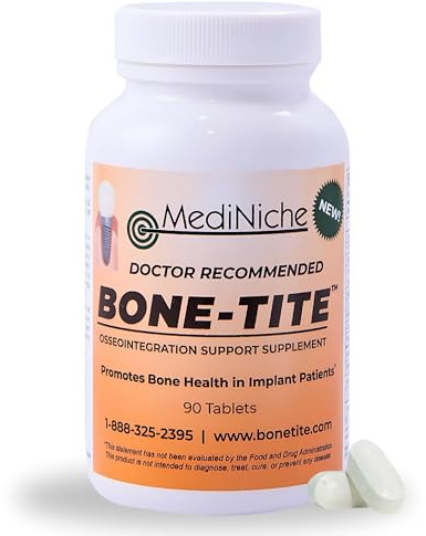 MediNiche Bone-Tite Osseointegration Support Supplement I Key Vitamins, Minerals, and Nutrients to Promote Dental Implant Support | 90 Tablets | Pack of 1