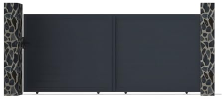 Vente-unique-Gartentor Schiebetor - 416 x 180 cm - voll - Aluminium - Anthrazit - NAZARIO