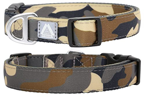 JC HOUSE Soft Padded Dog Collar, Neck 12’’-20’’, Adjustable Heavy Duty Collar with 3M Reflective Logo for Medium, Large Dogs, Camo Green, M