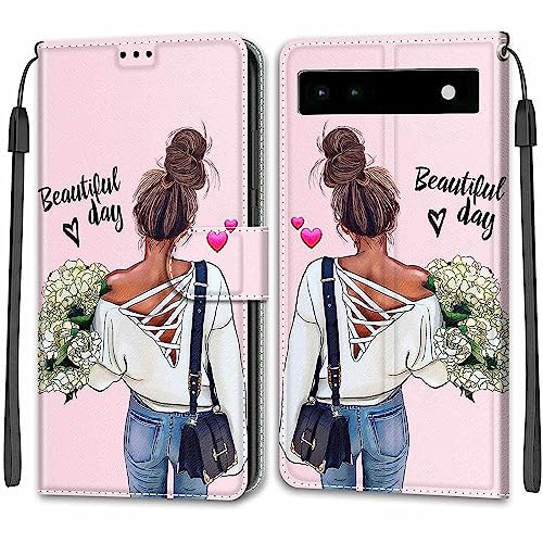 Handyhülle für Google Pixel 6A Leder Wallet Tasche Frau | Premium Klappbar Ledertasche mit Magnetverschluss, Kartenfächern & Standfunktion, robuste Schutzhülle für Pixel 6A